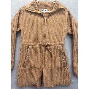 FLX Womens Commuter Zip Sweater Jacket Size M Brown Drawstring Waist